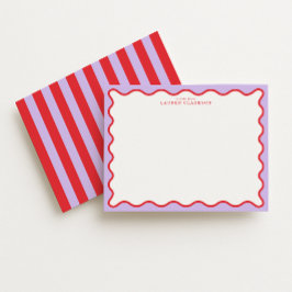 Invitación Vibrant Purple & Red Wavy Border Note Card