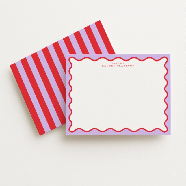 Invitación Vibrant Purple & Red Wavy Border Note Card (Subido por el creador)