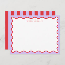 Invitación Vibrant Purple & Red Wavy Border Note Card