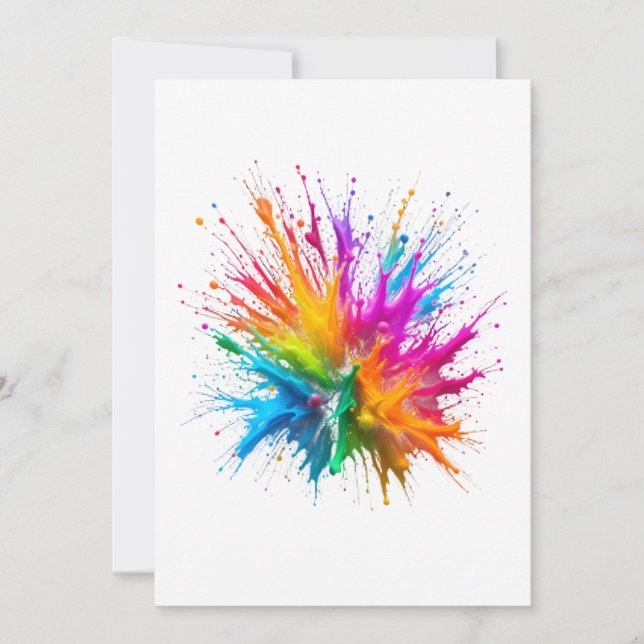 Invitación Vibrant Rainbow Paint Splatter Explosion (Anverso)