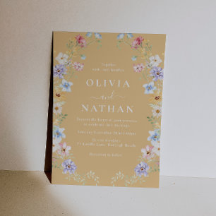 Invitación Vibrant Sunshine Flores Silvestres Boda Moderna