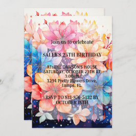 Invitación Vibrante Abstract Flower Art Birday Party