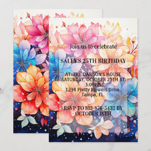 Invitación Vibrante Abstract Flower Art Birday Party