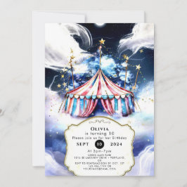 Invitación Vibrante acuarela Circo Cumpleaños