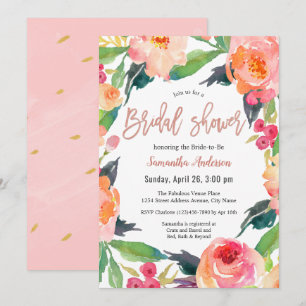 Invitación Vibrante acuarela Floral Bridal Shower