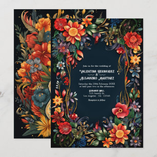 Invitación Vibrante acuarela Floral Fiesta Boda