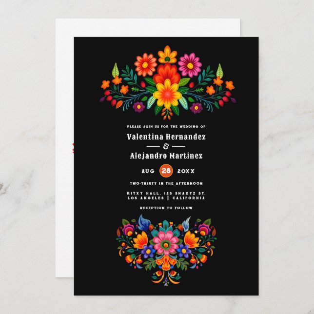 Invitación Vibrante acuarela Floral Fiesta Boda (Anverso / Reverso)