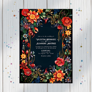 Invitación Vibrante acuarela Floral Fiesta Boda