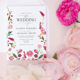 Invitación Vibrante acuarela rosa Floral Boda de jardín de fl