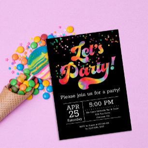 Invitación Vibrante Arcoíris Confeti ¡Vamos a la F