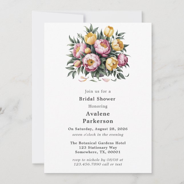 Invitación Vibrante Armonía Floral Ducha Bridal (Anverso)