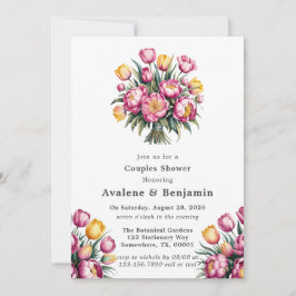 Invitación Vibrante Armonía Floral Ducha Parejas