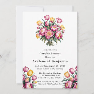 Invitación Vibrante Armonía Floral Ducha Parejas