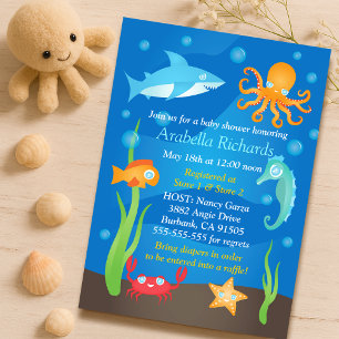 Invitación Vibrante bajo el mar Fiesta de Baby Shower