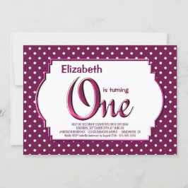 Invitación Vibrante Berry Red Polka Dot Primer Fiesta de cump