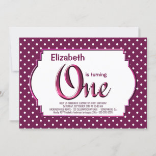 Invitación Vibrante Berry Red Polka Dot Primer Fiesta de cump