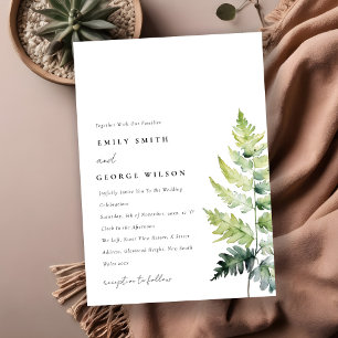 INVITACIÓN VIBRANTE BODA DE FOLLEAJE FERN DE COLOR DE AGUA VE