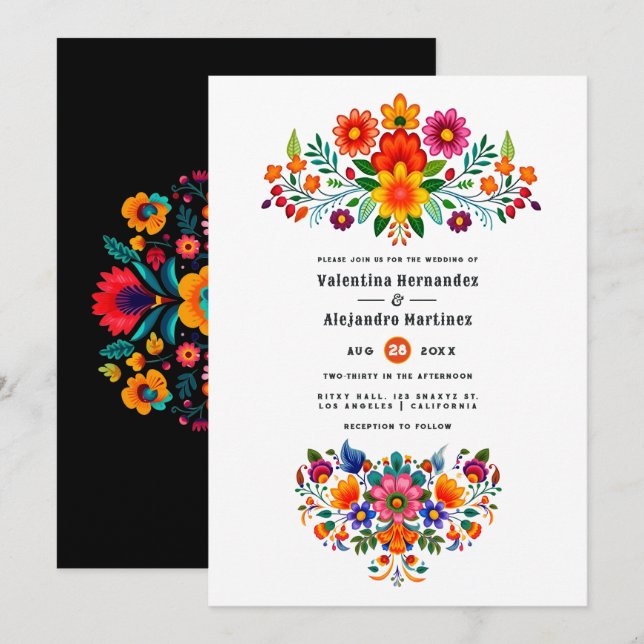 Invitación Vibrante Boda floral de Fiesta Mexicana