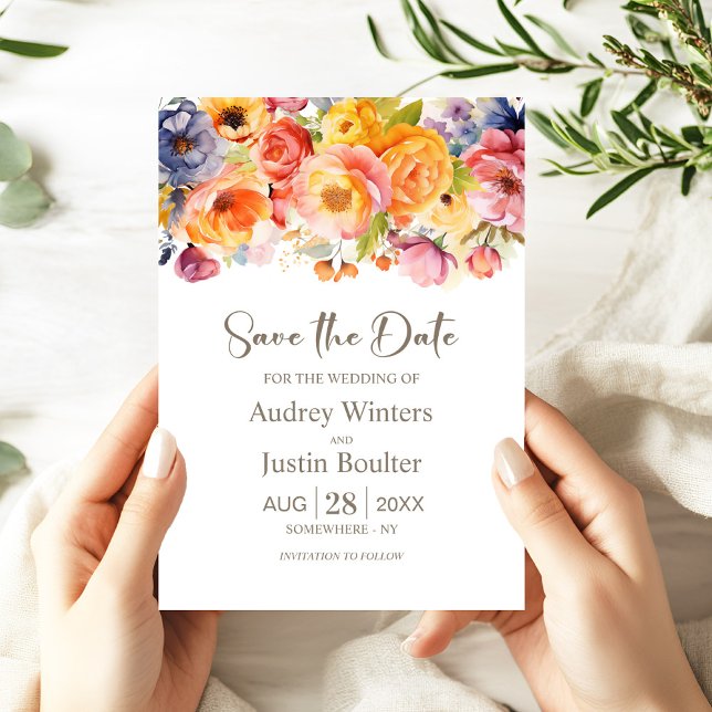 Invitación Vibrante boda floral primavera salva la fecha (Subido por el creador)