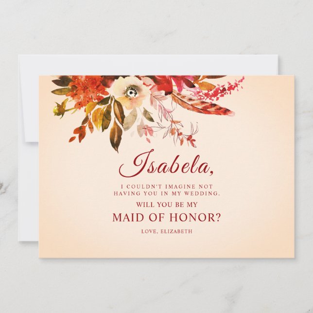 Invitación Vibrante Boho Rústico De Otoño Mata Floral De Hono (Anverso)