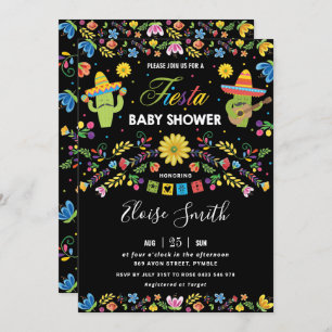 Invitación Vibrante Cactus Fiesta Baby Shower mexicano