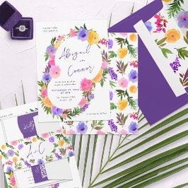 Invitación Vibrante Casual Magenta Violeta Amarillo