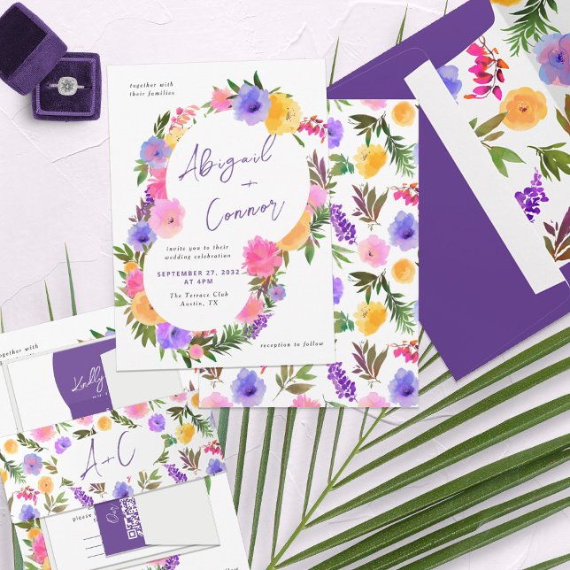 Invitación Vibrante Casual Magenta Violeta Amarillo (Subido por el creador)