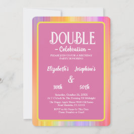 Invitación Vibrante celebración del cumpleaños doble arcoiris