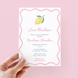 Invitación Vibrante Ciao Bambina Chica de Citrus Rosa Baby Sh