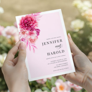 Invitación Vibrante código QR de Floral de color rosa calient