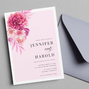 Invitación Vibrante código QR de Floral de color rosa calient