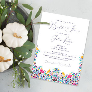 Invitación Vibrante ducha de novia mexicana Fiesta Rainbow Br