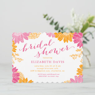 Invitación Vibrante ducha de novia rosa y Naranja