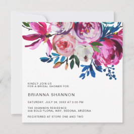 Invitación Vibrante ducha de novias Verde azulada rosa brilla