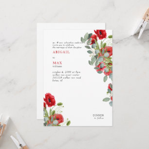 Invitación Vibrante Eucalyptus Boda Floral Roja