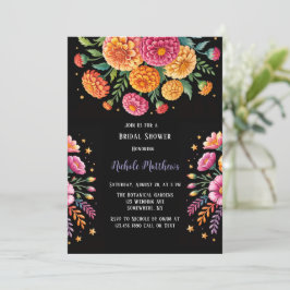 Invitación Vibrante Fiesta Boda Bouquet Bridal Shower
