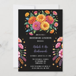 Invitación Vibrante Fiesta Boda Bouquet Bridesmaids Almuerzo