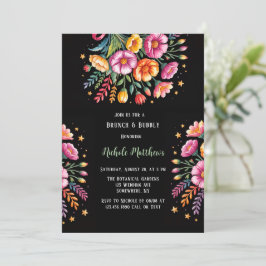 Invitación Vibrante Fiesta Boda Bouquet Brunch & Bubbly