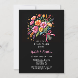 Invitación Vibrante Fiesta Boda Bouquet Wedquet Shower