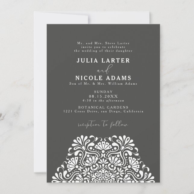 Invitación Vibrante Fiesta Mexicana Mandala de Boda Arcoíris (Anverso)