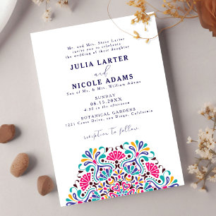 Invitación Vibrante Fiesta Mexicana Mandala de Boda Arcoíris