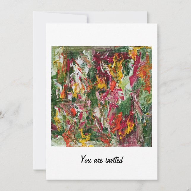 Invitación vibrante floral 2023 arte abstracto Día (Anverso)