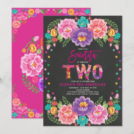 Invitación Vibrante Floral Fiesta Senorita Chica Segundo Cump