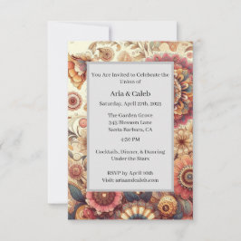 Invitación Vibrante Floral Intrincada Mandala boda de arte