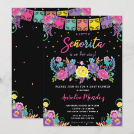 Invitación Vibrante floral mexicana Señorita Baby Shower Chic