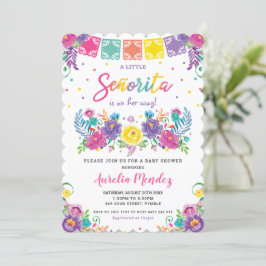 Invitación Vibrante floral mexicana Señorita Baby Shower Chic