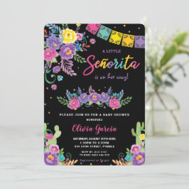 Invitación Vibrante floral mexicana Señorita Baby Shower Chic