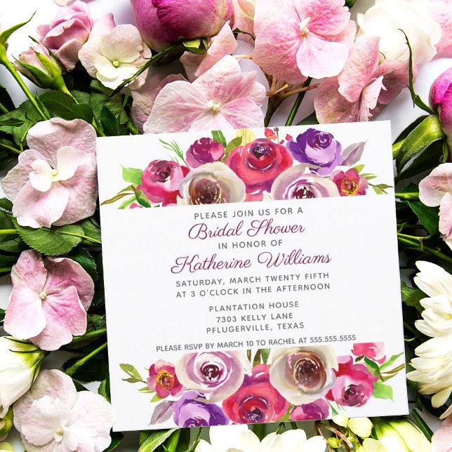 Invitación Vibrante Floral Rosa Romántica Jardín Ducha de Nov (Subido por el creador)