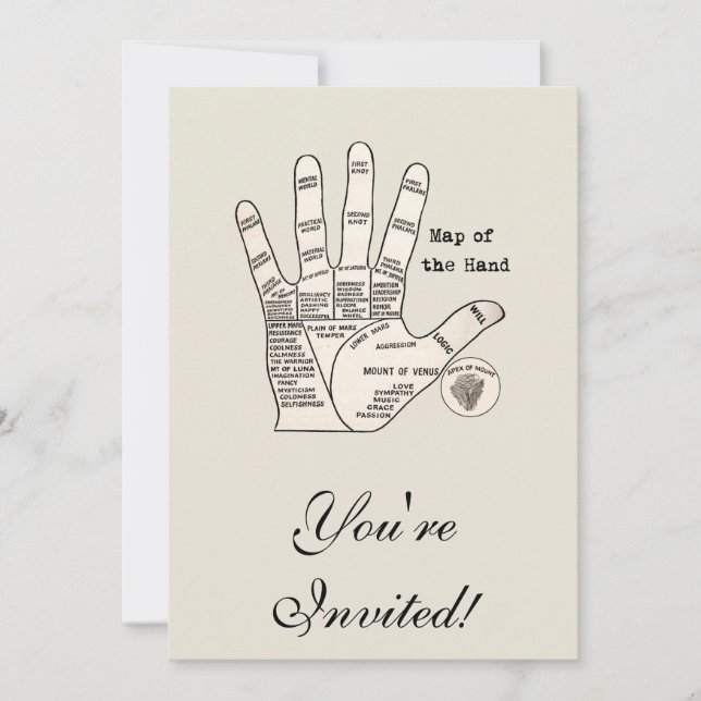 Invitación Vibrante fortuna de palmistas de lectura de palma (Anverso)