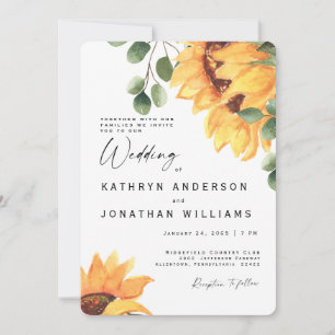 Invitación Vibrante Girasol Boda Moderna Sin Padres